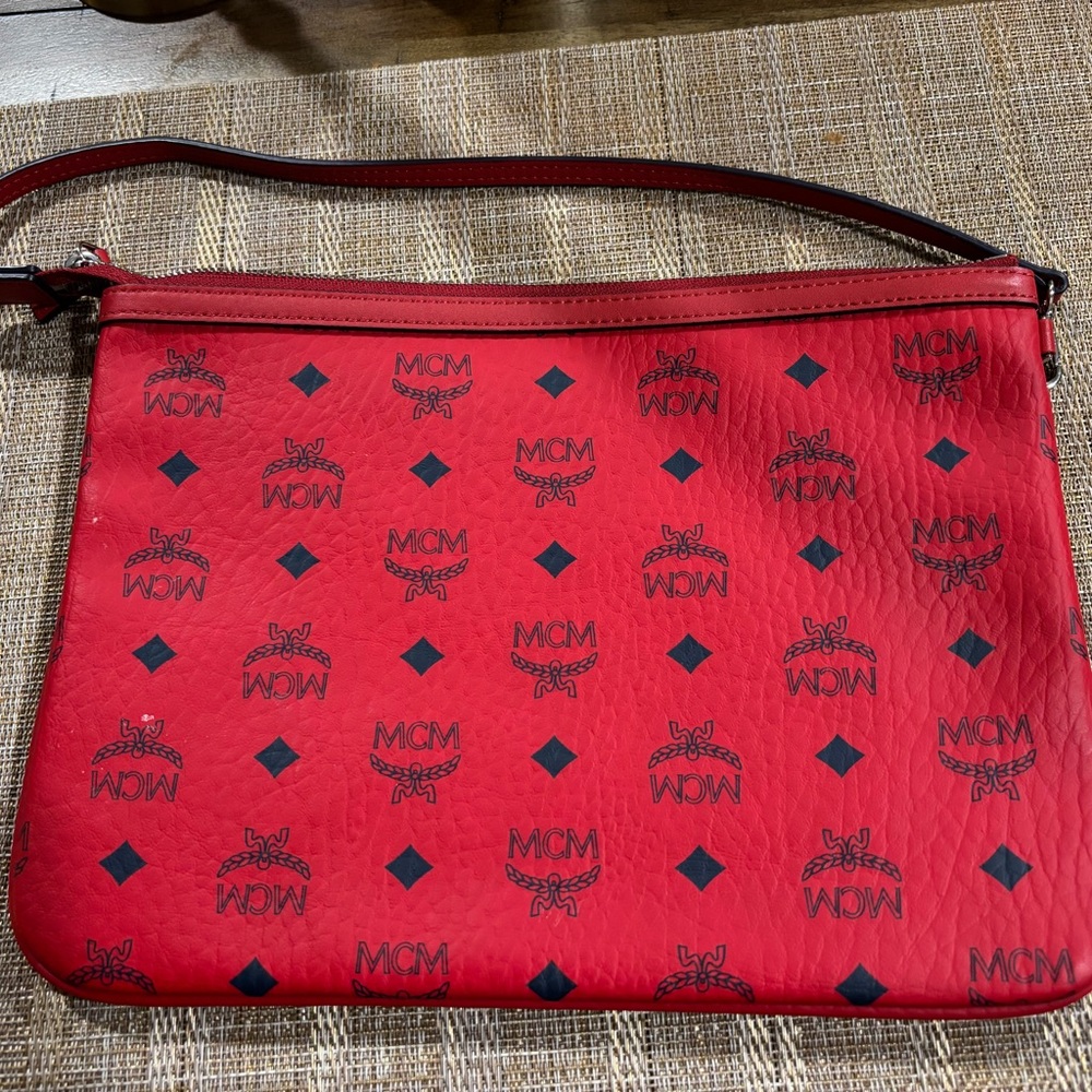 MCM Red and Black Patterned Interior Bag